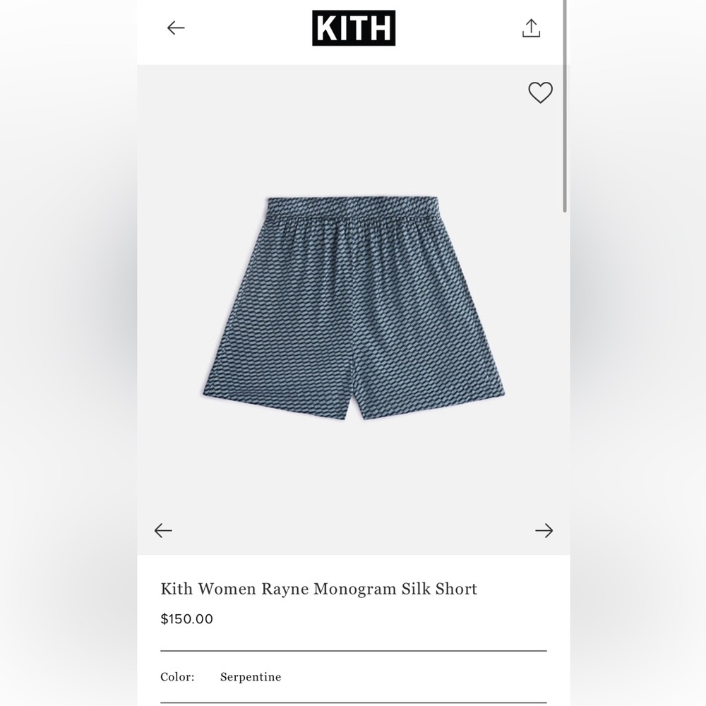 Brand new never worn silk shorts from Kith.